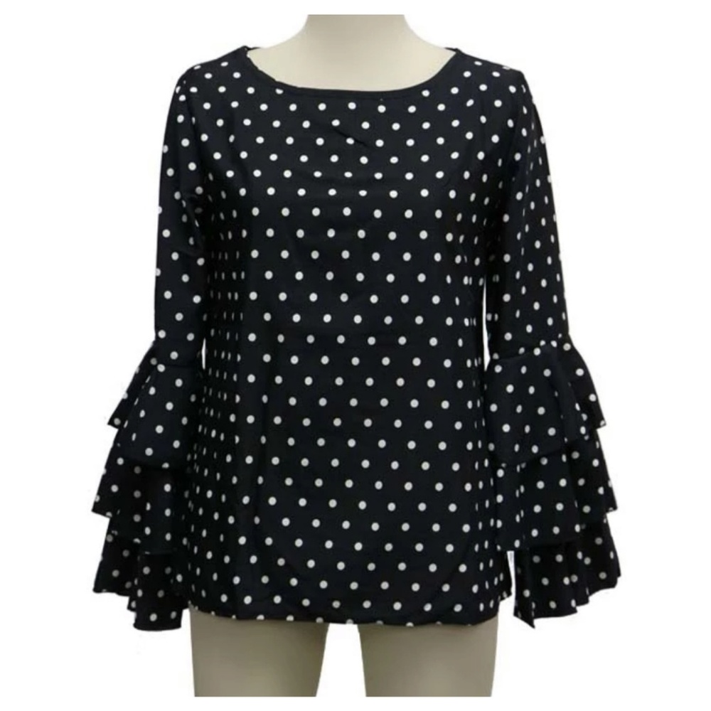 ‼️PRICE FIRM LAST CALL Polka Dot Ruffle Sleeve Top - Picture 4 of 4